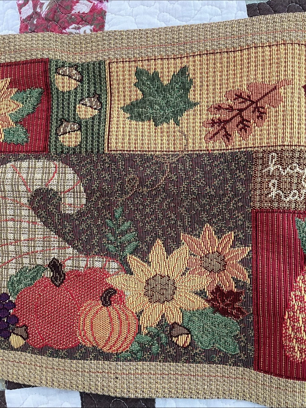Harvest Cornucopia Table Runner in Fall Colors